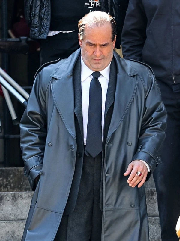 Chic Black Leather Coat Inspired by Colin Farrell's Penguin
