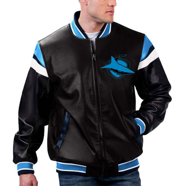 TJS NRL Cronulla-Sutherland Leather Jacket in France style