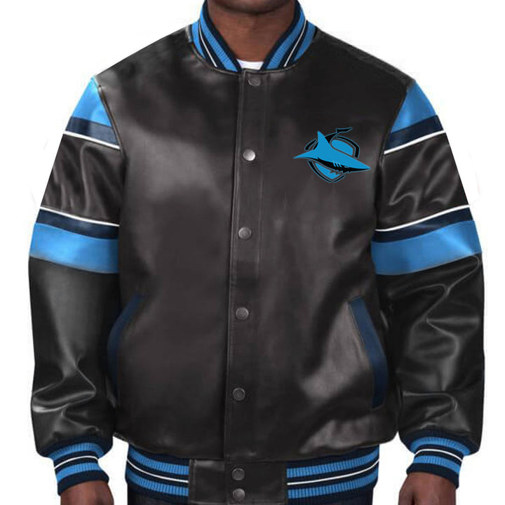 Official NRL Sharks leather outerwear in France style