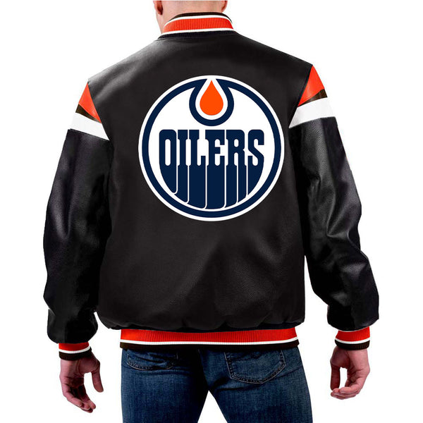 NHL Edmonton Oilers NHL Leather Jacket in Royal Blue by TJS