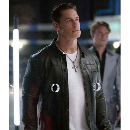 Chic black leather jacket as seen on John Cena in F9: The Fast Saga in France style