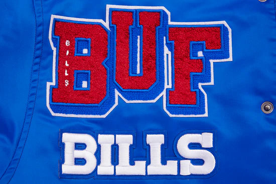 Buffalo Bills men's ribbed satin jacket with sporty design
