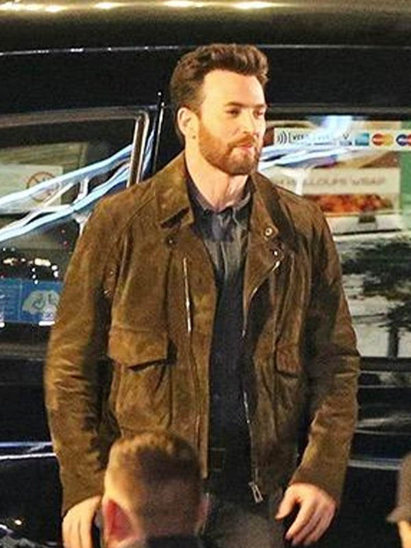 Ghosted 2023 Chris Evans Suede Leather Jacket