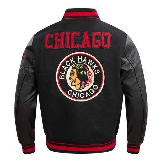 NHL Chicago Blackhawks Retro Classic Men's Rib Wool Varsity Jacket