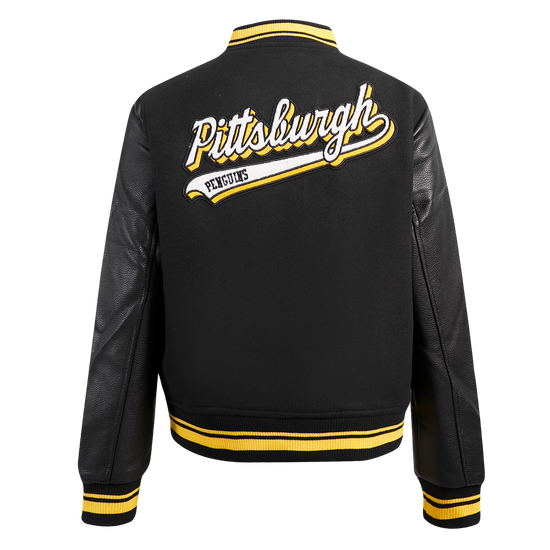 NHL Pittsburgh Penguins Women's Wool Varsity Jacket front view in USA