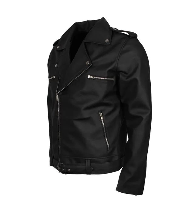 Black leather jacket worn by Negan in The Walking Dead in France style