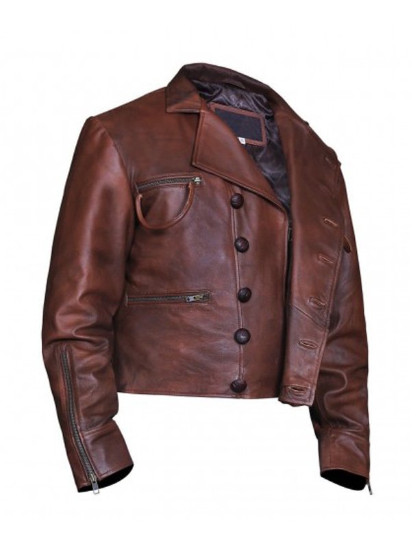 Fashionable distressed leather jacket from Justice League's Aquaman in USA