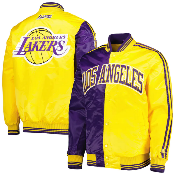 NBA Men's Los Angeles Lakers Starter PurpleGold Fast Break Satin Full-Snap Jacket by TJS