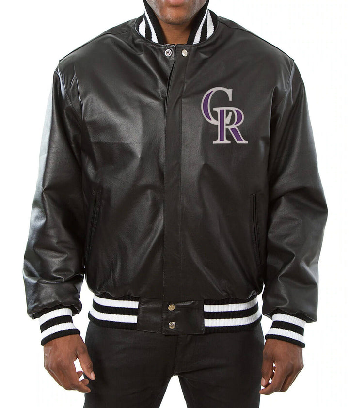 Official MLB Rockies leather outerwear in France style
