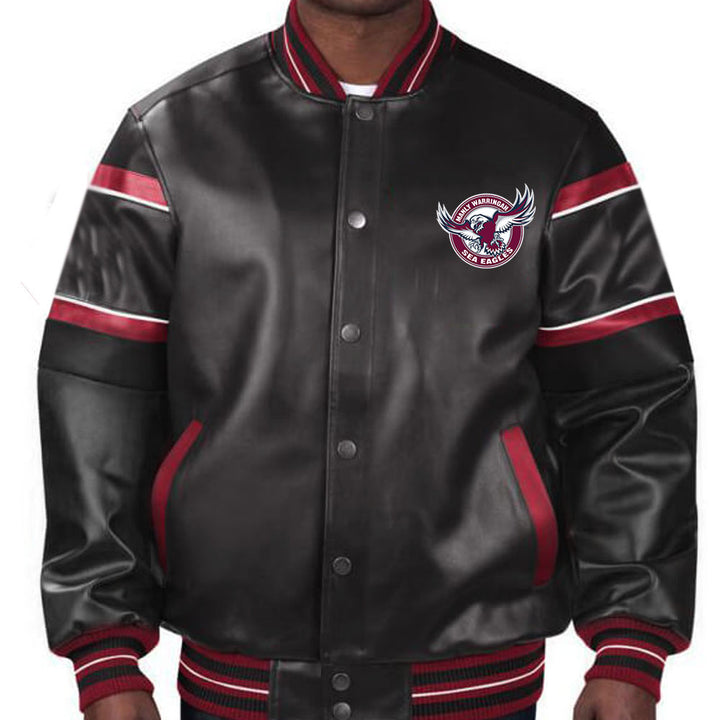 Official NRL Sea Eagles leather outerwear in France style