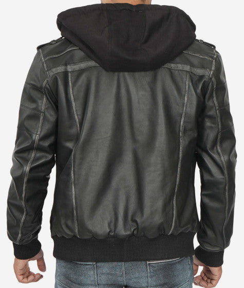 Fashionable bomber jacket for men with detachable hood in France style