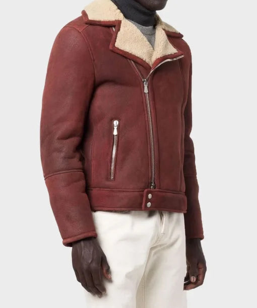 Shop Men’s Aviator Burgundy Leather Jacket