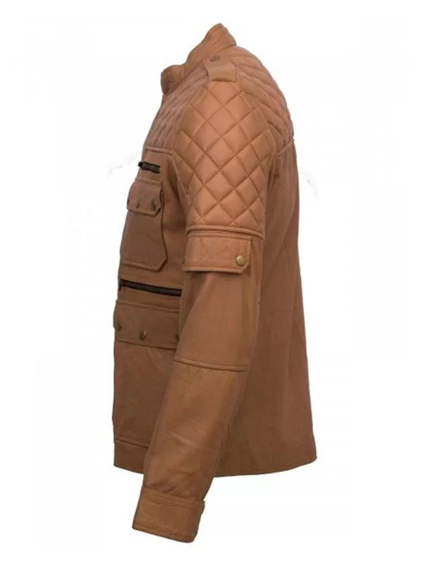 Stylish quilted jacket with snap-tab collar and buttoned cuffs