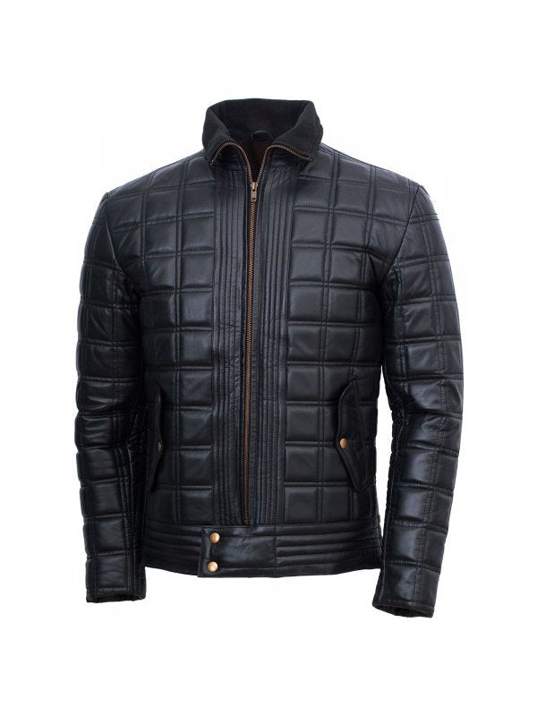 MEN’S TRIMMED QUILTED LEATHER JACKET BY TJS