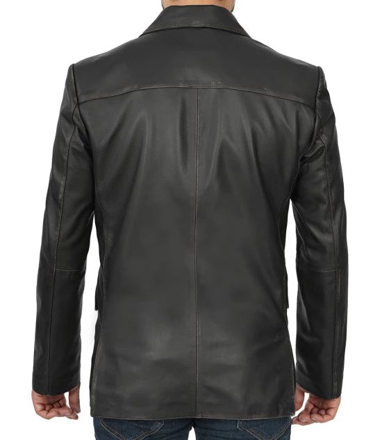 Professional men's leather blazer in American style