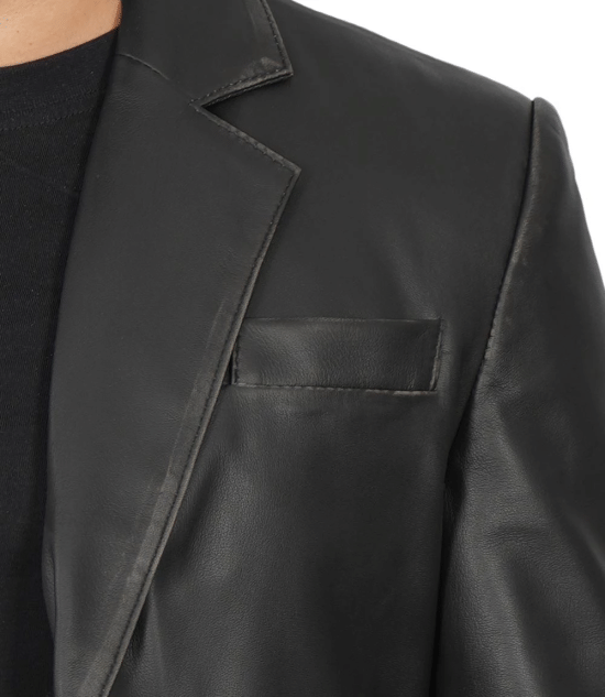 Refined Samuel Black leather outerwear in United state market