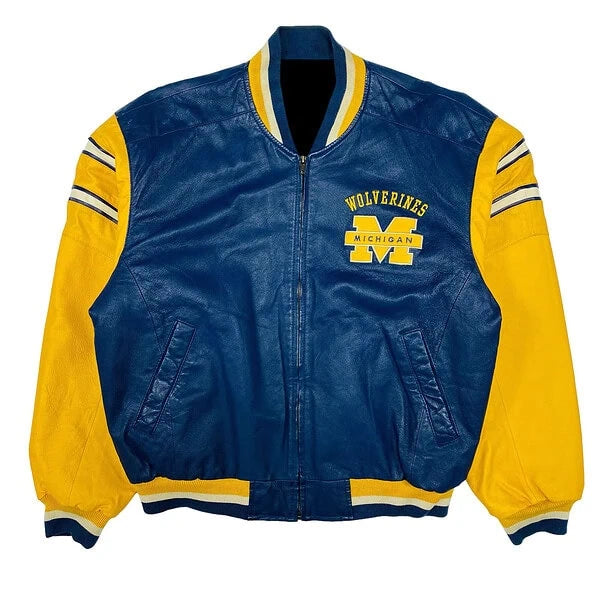 Michigan-Wolverines-Blue-And-Yellow-Leather-Jacket