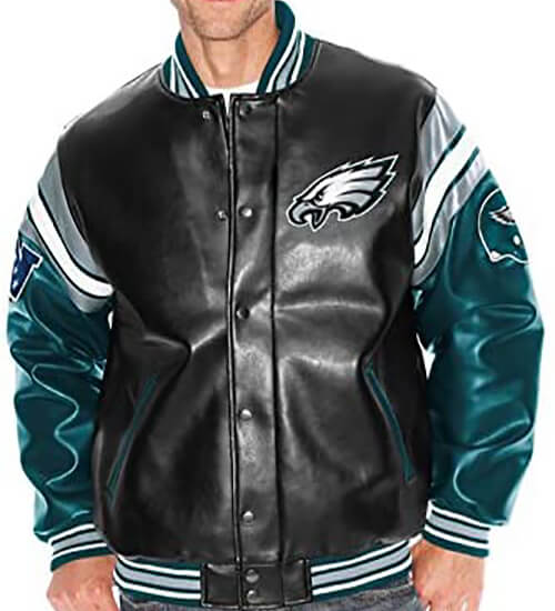 NFL Black Philadelphia Eagles leather jacket for fans in USA