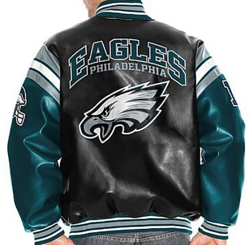 Stylish Philadelphia Eagles black leather outerwear in France style