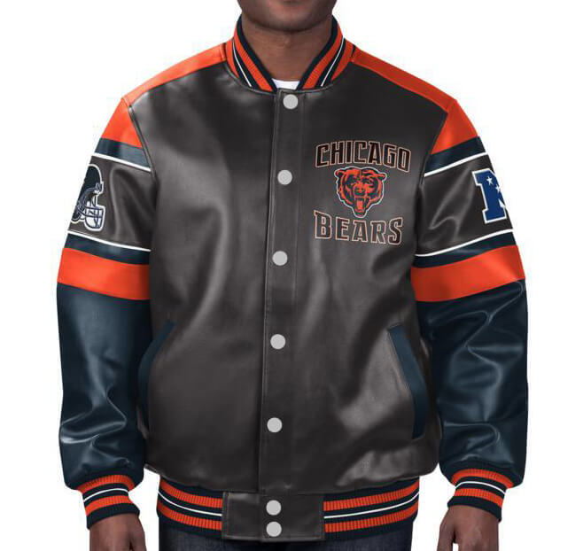 Premium leather Chicago Bears fan jacket in France style