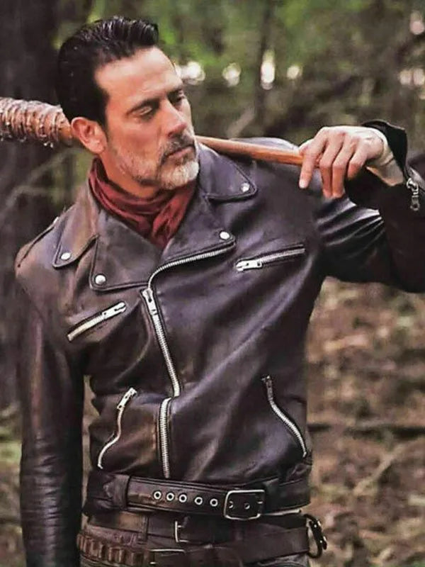 Negan Black Leather Jacket from The Walking Dead in USA