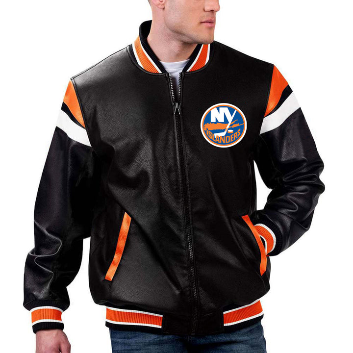 TJS NHL New York Islanders Leather Jacket in France style