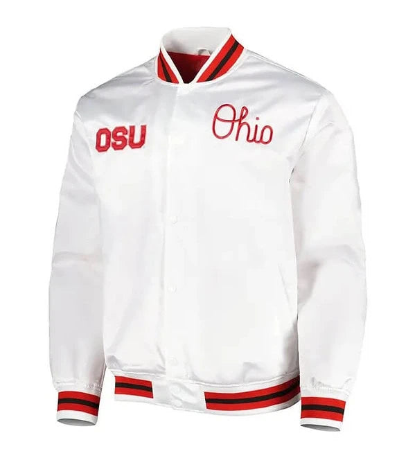 Ohio-State-Buckeyes-White-Satin-Jacket