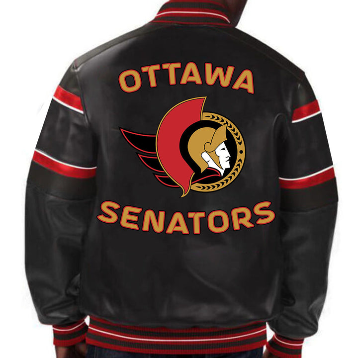 Sport this sleek Ottawa Senators leather jacket, a tribute to the team's resilience and your unwavering support for the Sens in USA