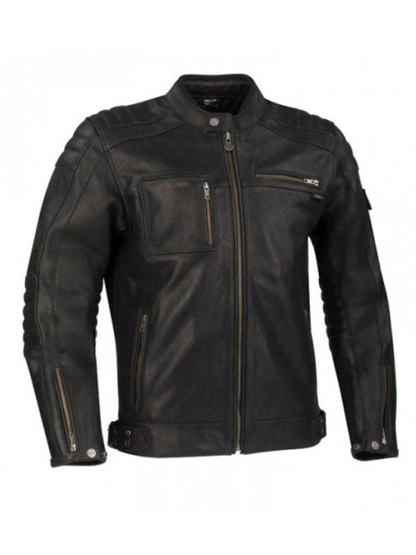 MENS QUILTED LEATHER MOTO JACKET BY TJS