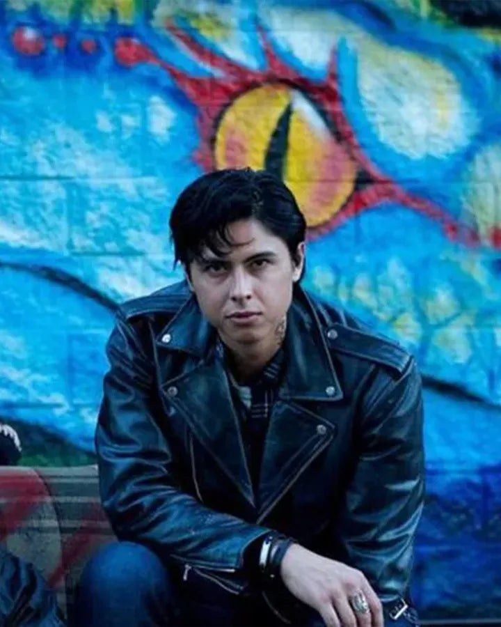 Fashionable Men's Black Leather Jacket by Jordan Connor in Riverdale