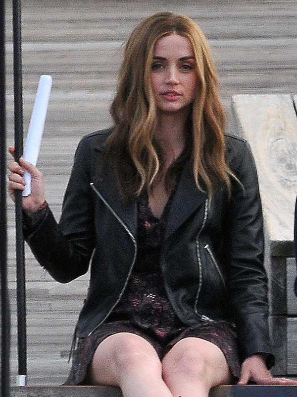 Chic and edgy: Ana de Armas in a leather jacket from Ghosted in France style