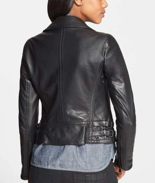 Scarlett Johansson Signature Black Leather Jacket from Avengers
