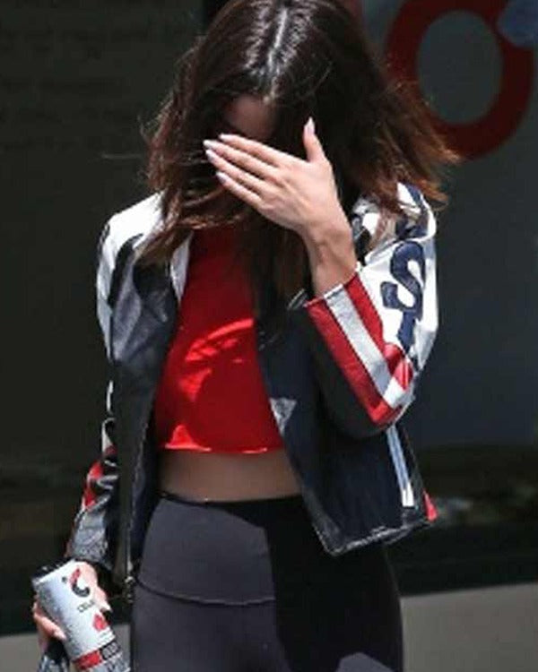 Selena Gomez Premium Black American Flag Leather Jacket