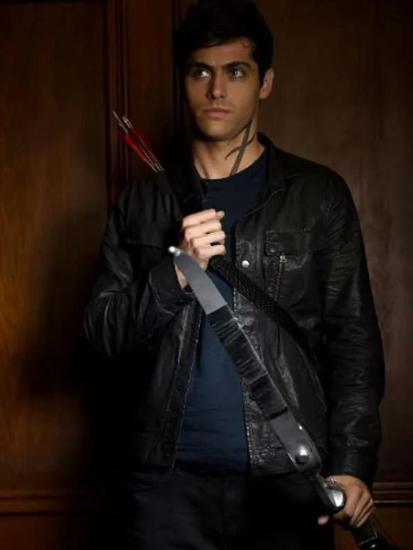 Matthew Daddario black leather jacket from Shadowhunters in USA
