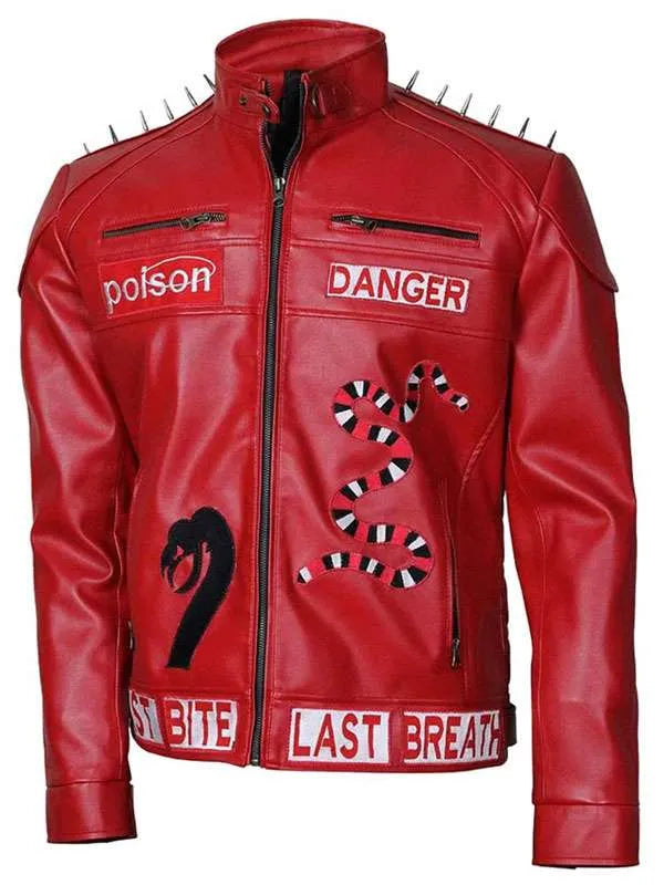 Shop I Am Venomous Snake Red Leather Jacket