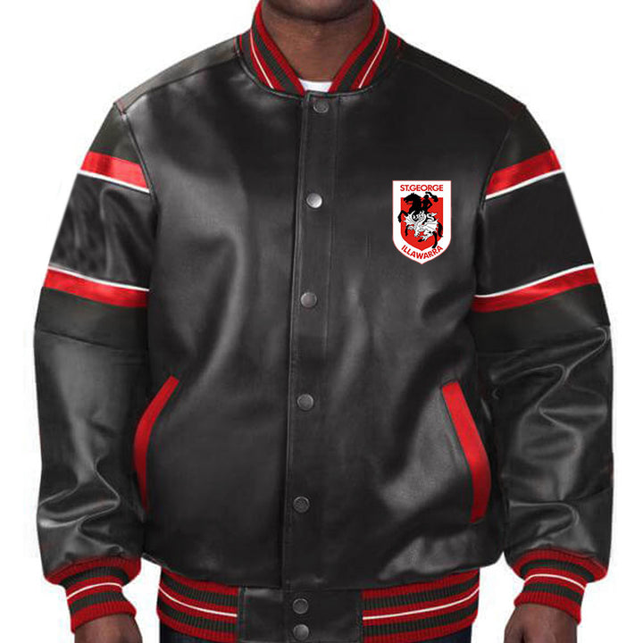 Official NRL Dragons leather outerwear in France style