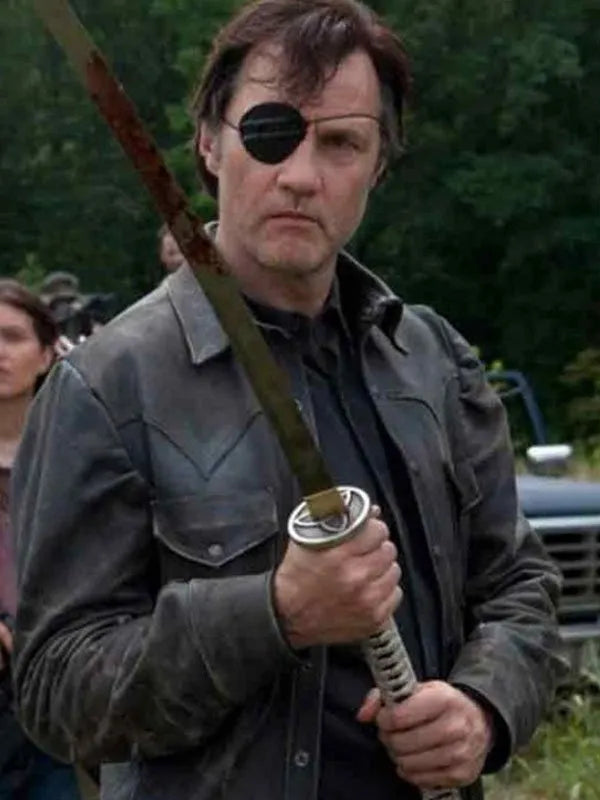 Fashionable Men's Black Leather Jacket Inspired by David Morrissey
