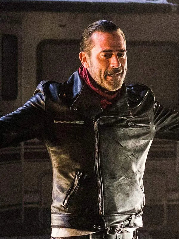 Chic Black Leather Jacket Worn by Negan in The Walking Dead
in USA