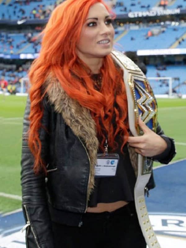 Iconic fur shearling jacket worn by Becky Lynch in USA market