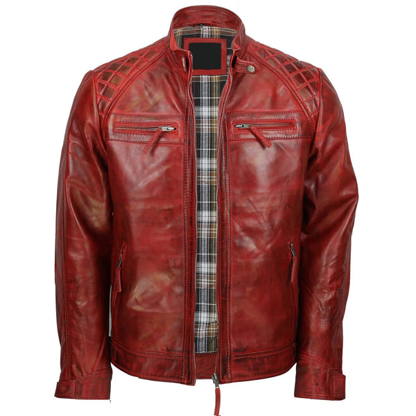 Lightweight slim-fit leather jacket with adjustable waist and cuffs