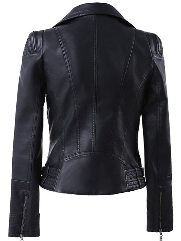 Stylish women's biker jacket with zipper in France style