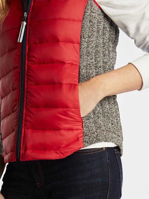 Stylish red quilted vest for women in France style