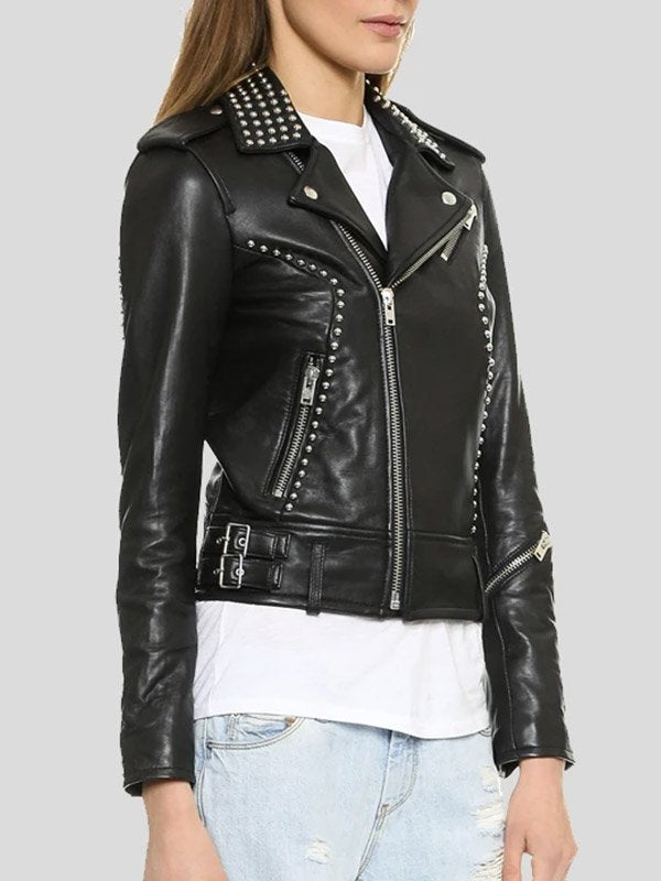 Trendy premium leather jacket with studs in American market