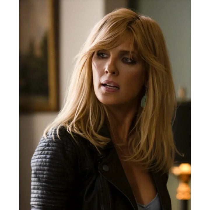 Front View Yellowstone Beth Dutton Black Leather Jacket