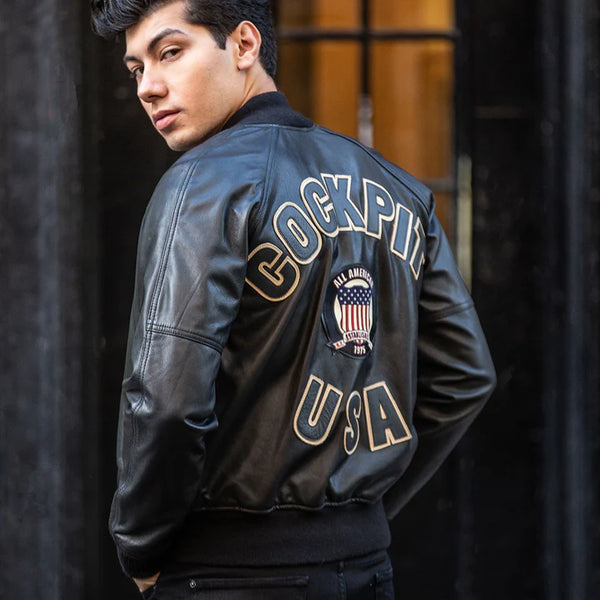 Cockpit USA Letterman Bomber Jacket for men in USA