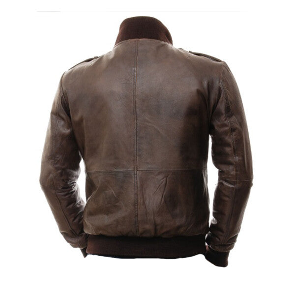 Stylish Dark Brown Leather Jacket for Men in France style