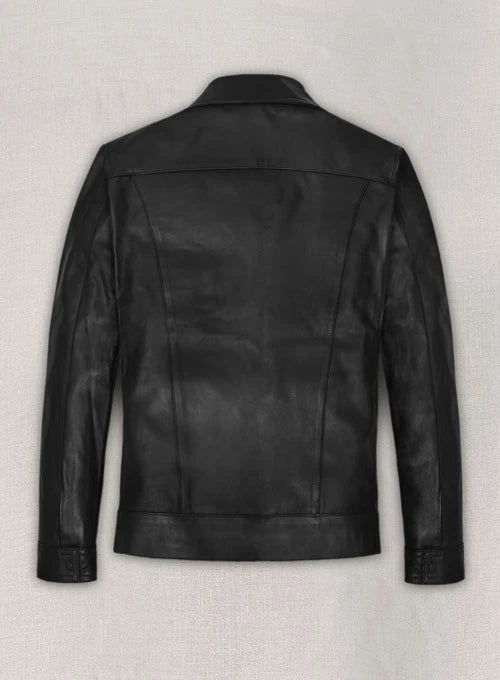 High-quality leather jacket inspired by Aaron Taylor Johnson, featuring a modern design and front zipper closure.