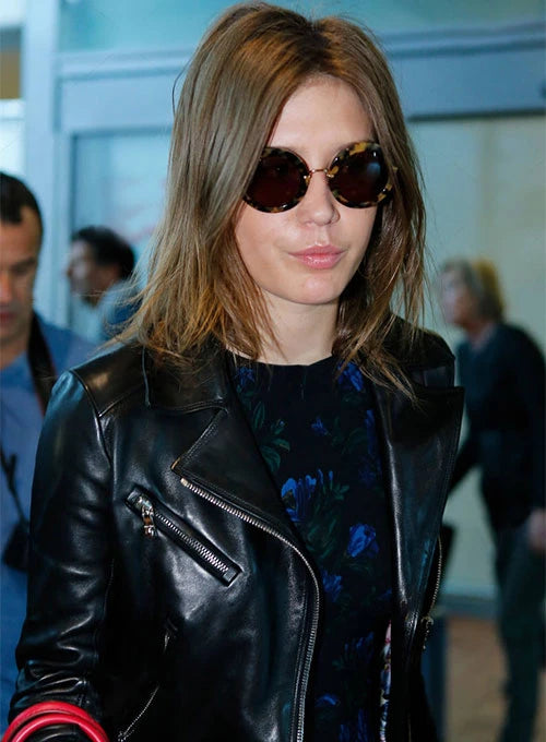Celebrity Fashion: Adele Exarchopoulos in Striking Leather Jacket in German market