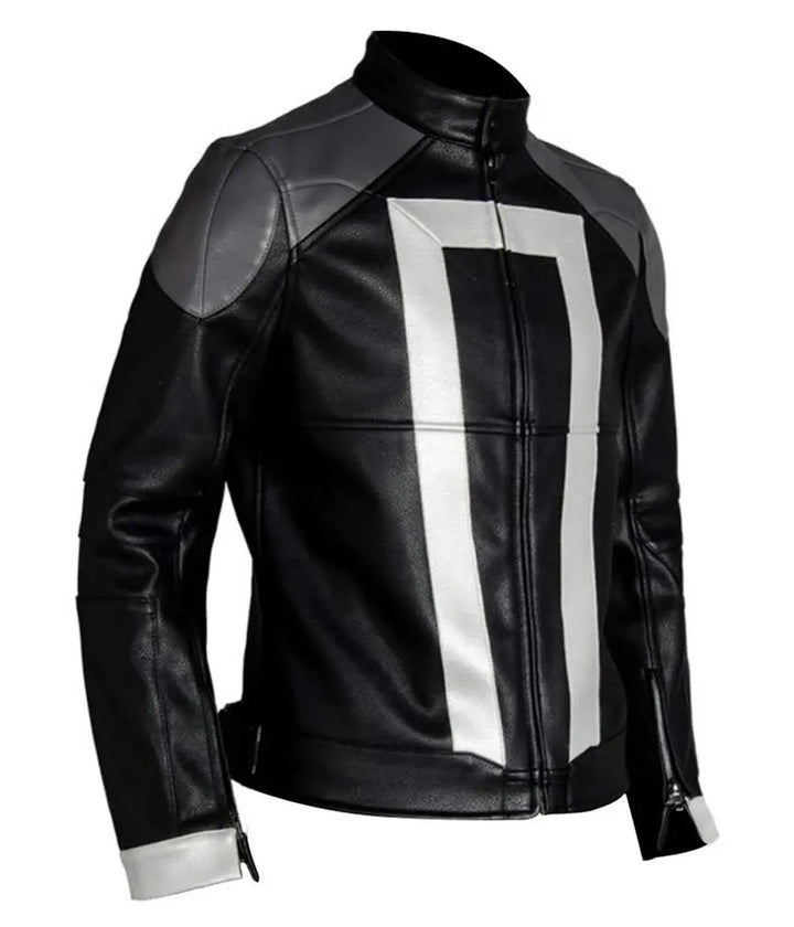 Gabriel Luna's iconic Ghost Rider jacket from Agents of Shield, crafted in black with unique stitching details.