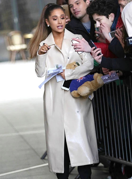 Ariana Grande Slays in Long Leather Coat in USA